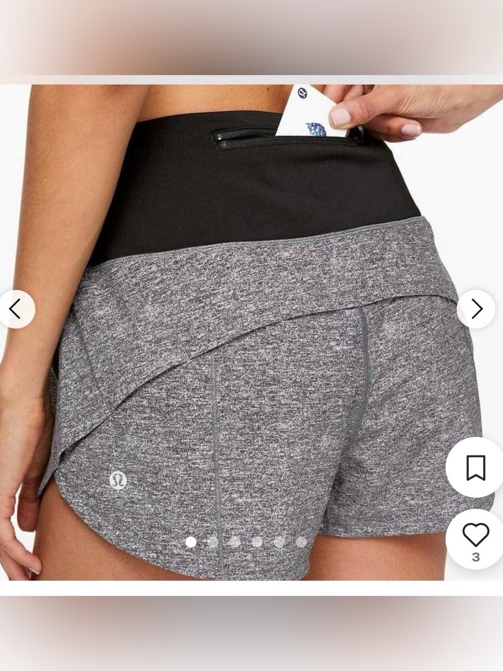 lululemon athletica Grey Athletic Shorts with Black Waistband